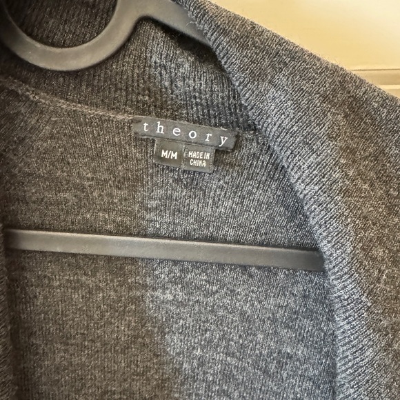 Theory Wool Blend Long Knit Cardigan Sweater Drape - Picture 3 of 5